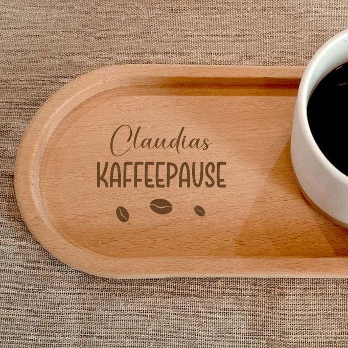 personalisiertes Holztablett Tablett Untersetzer Serviertablett Kaffeeteller Kaffeepause Buche  Geschenkidee Freunde 