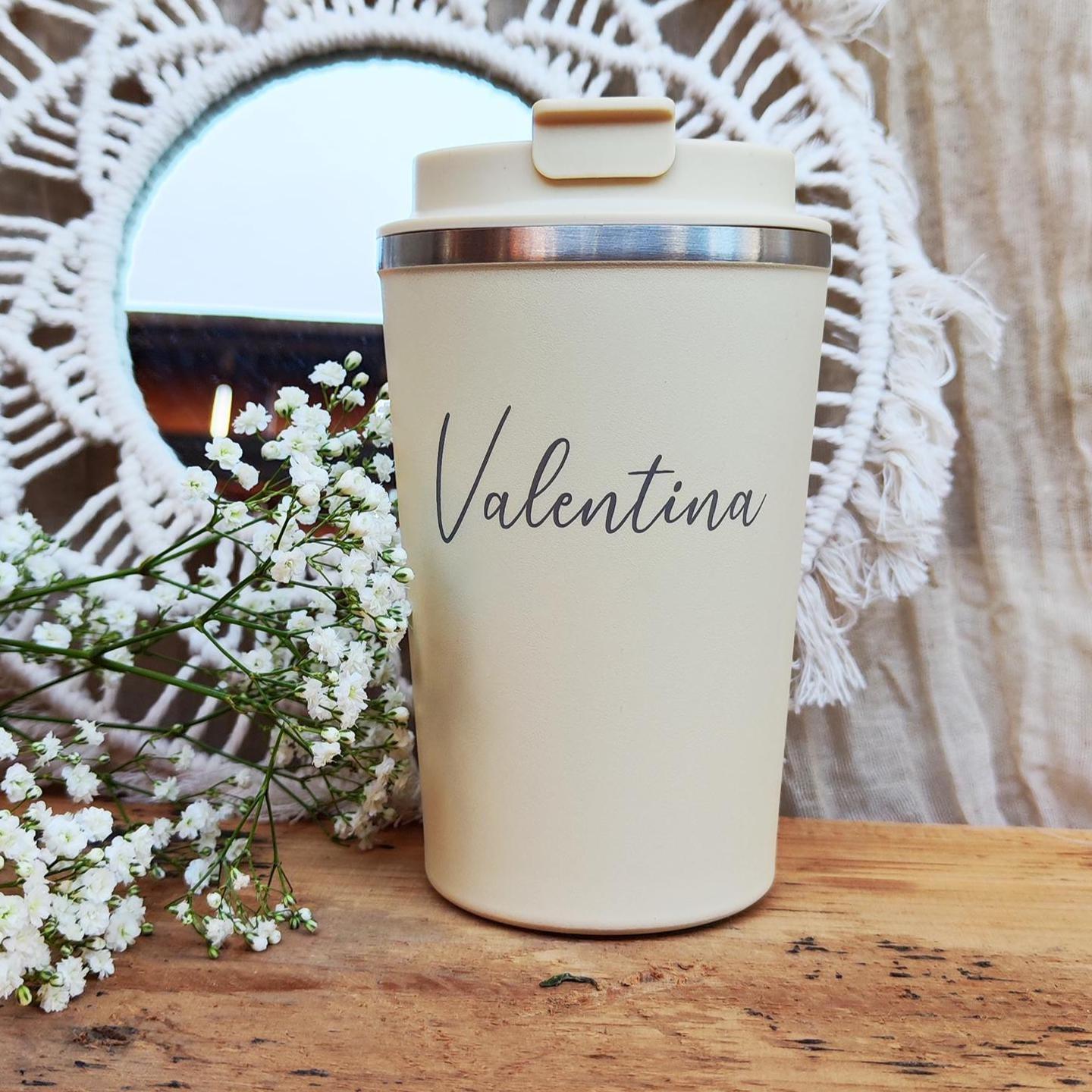 personalisierter Edelstahl Thermobecher | Wunschnamen| graviert | Kaffeebecher | Trink-Becher mit Namen | Geburtstag |