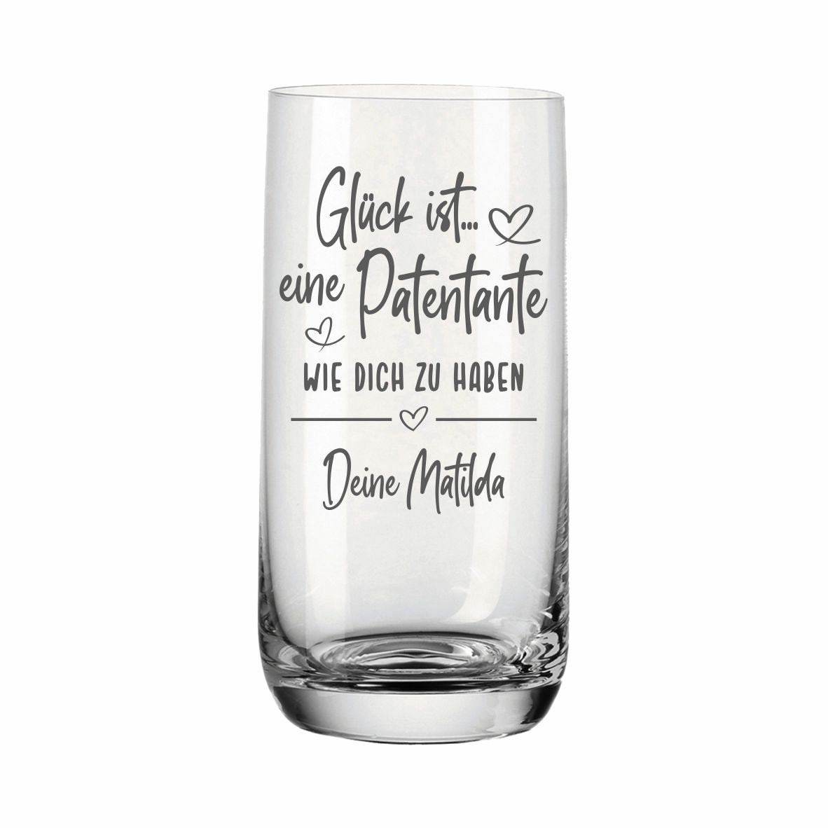 Geschenk Patentante personalisiert - Glas -Trinkglas Longdrinkglas Geburtstag Weihnachten Leonardo Glück ist