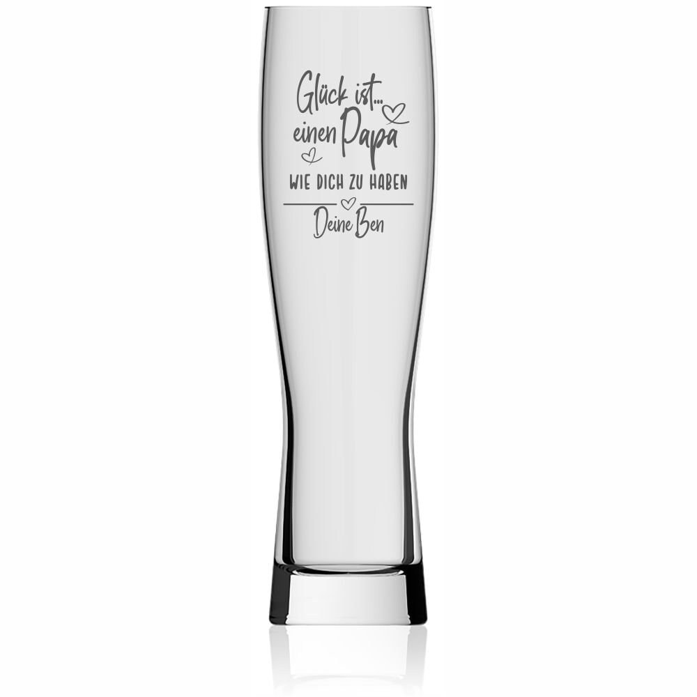 Geschenk für Papa - Weizenbierglas Glück ist... mit Wunschnamen - Vatertag - Geburtstag - Weihnachten