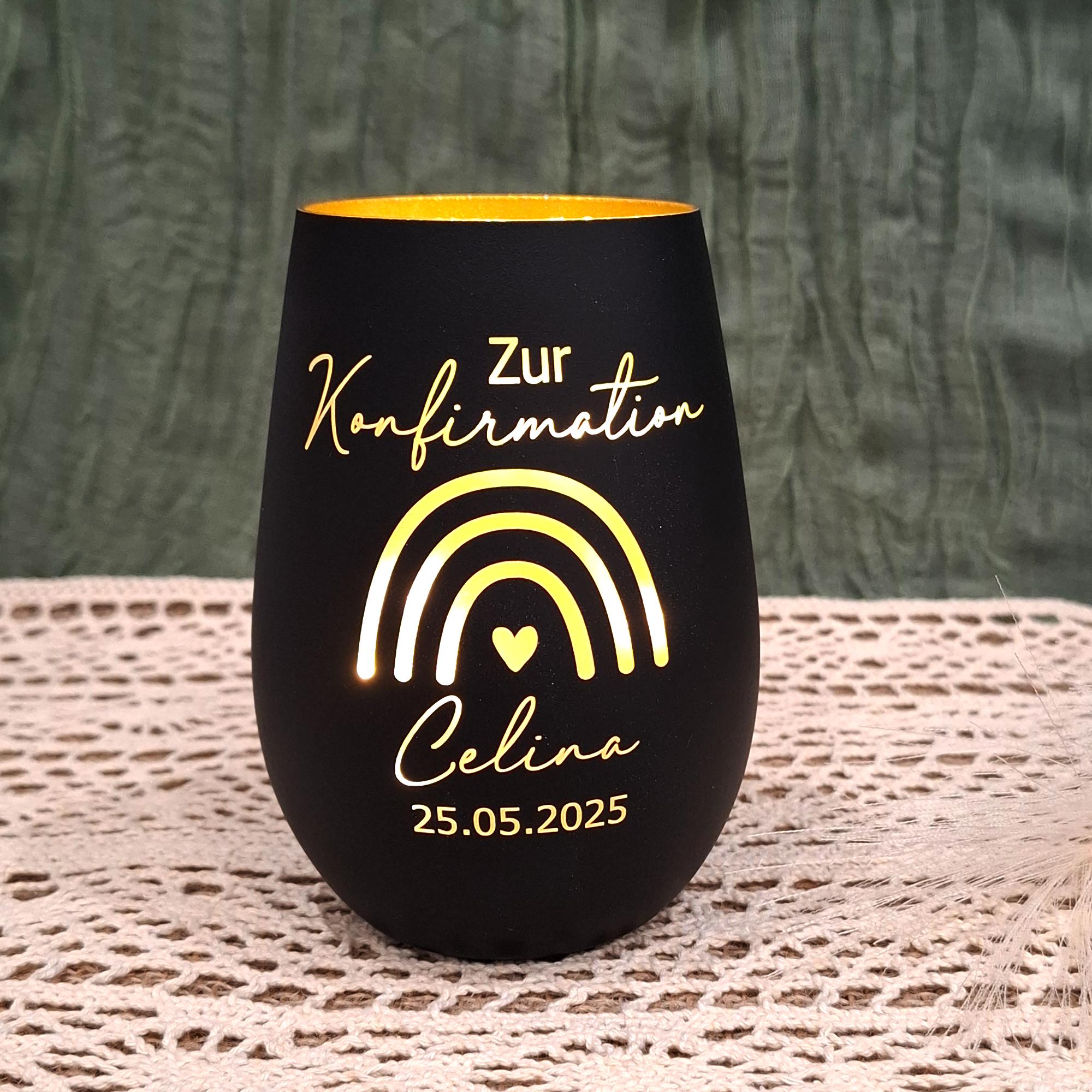 personalisiertes Windlicht Konfirmation- Geschenk - Geschenkidee Tischdeko Geldgeschenk personalisiert