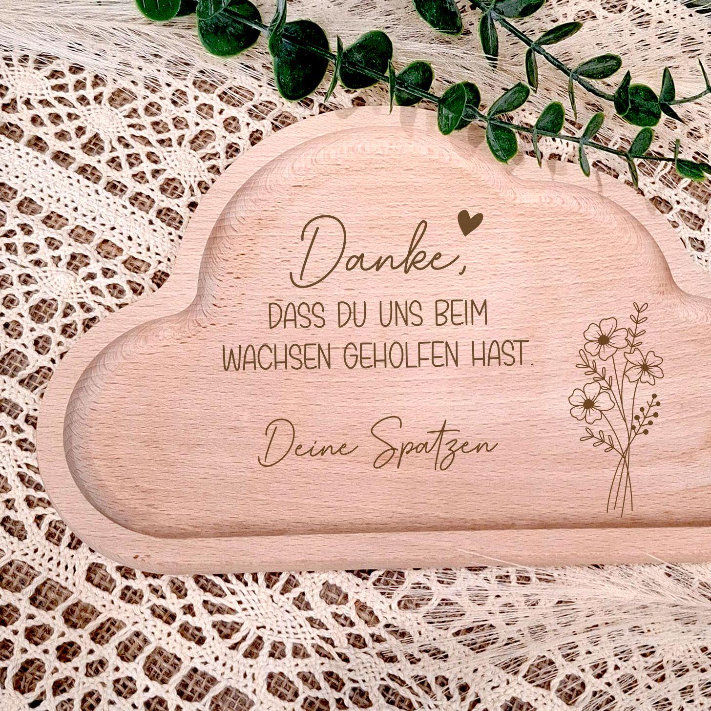 persönliches Geschenk Erzieher| Wolken Brettchen | Blumen | Dankeschön | Holz Deko | Erinnerung auch ohne Gravur