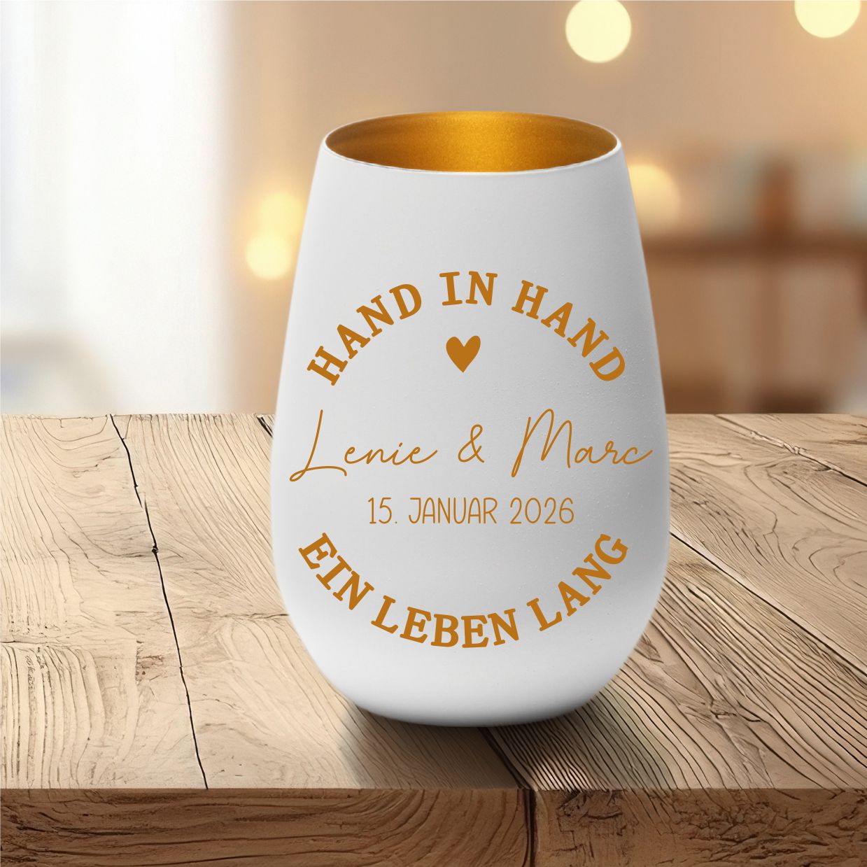 Personalisiertes Windlicht Hochzeit - Geschenkidee Brautpaar - Tischdeko - Persönliche Geschenke 
