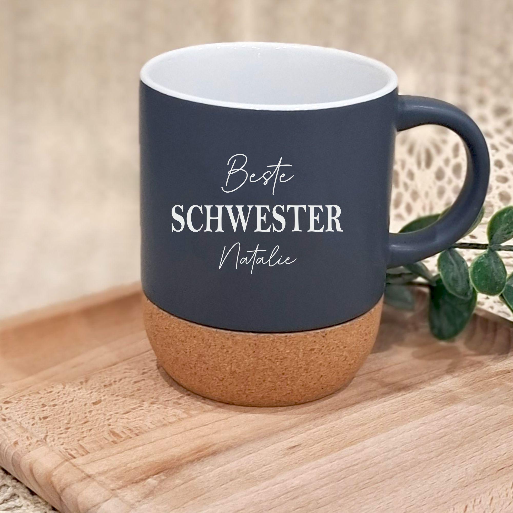 Personalisierte Tasse mit Korkboden – Beste Mama, Beste Kollegin, Beste Erzieherin, Beste Schwester – Muttertag, Geburtstag, Weihnachten