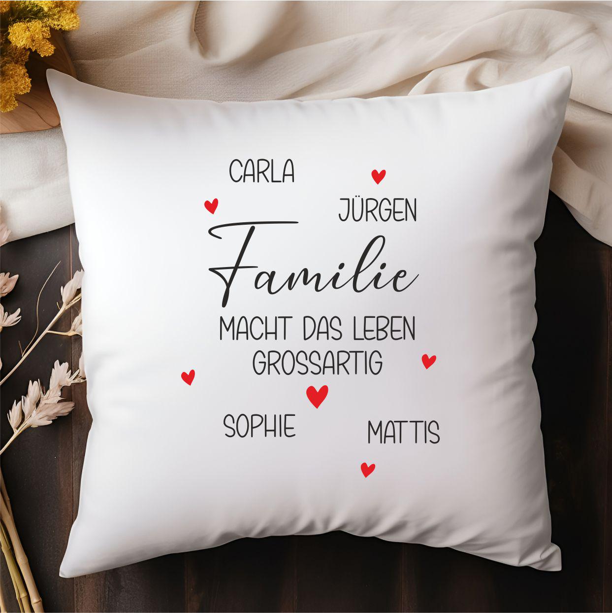 Kissen Familie personalisiert -  Familienkissen - Geschenk Familie - Wunschnamen - Geburtstagsgeschenk - Danke