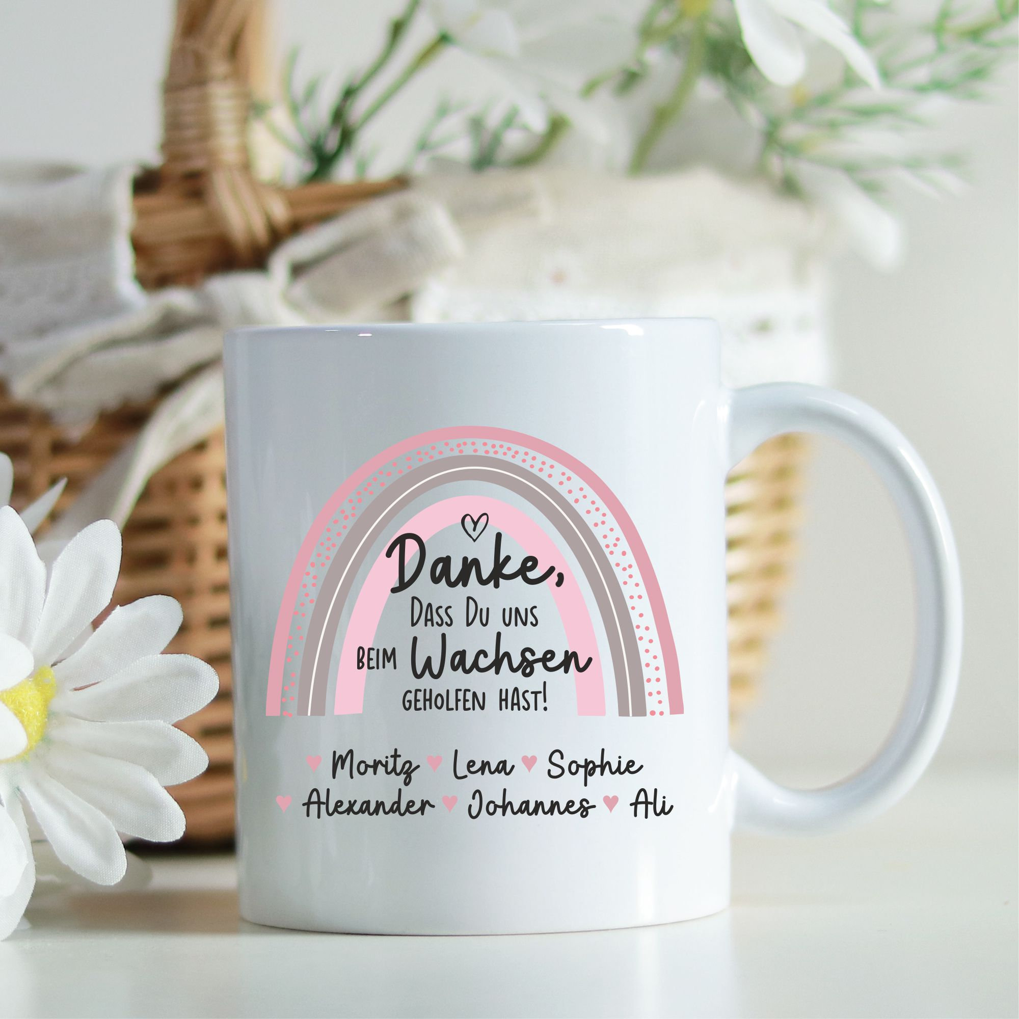 Personalisierte Tasse Abschied Kindergarten Erzieherinnen - Danke dass Du uns beim Wachsen geholfen hast - Geschenk Kita