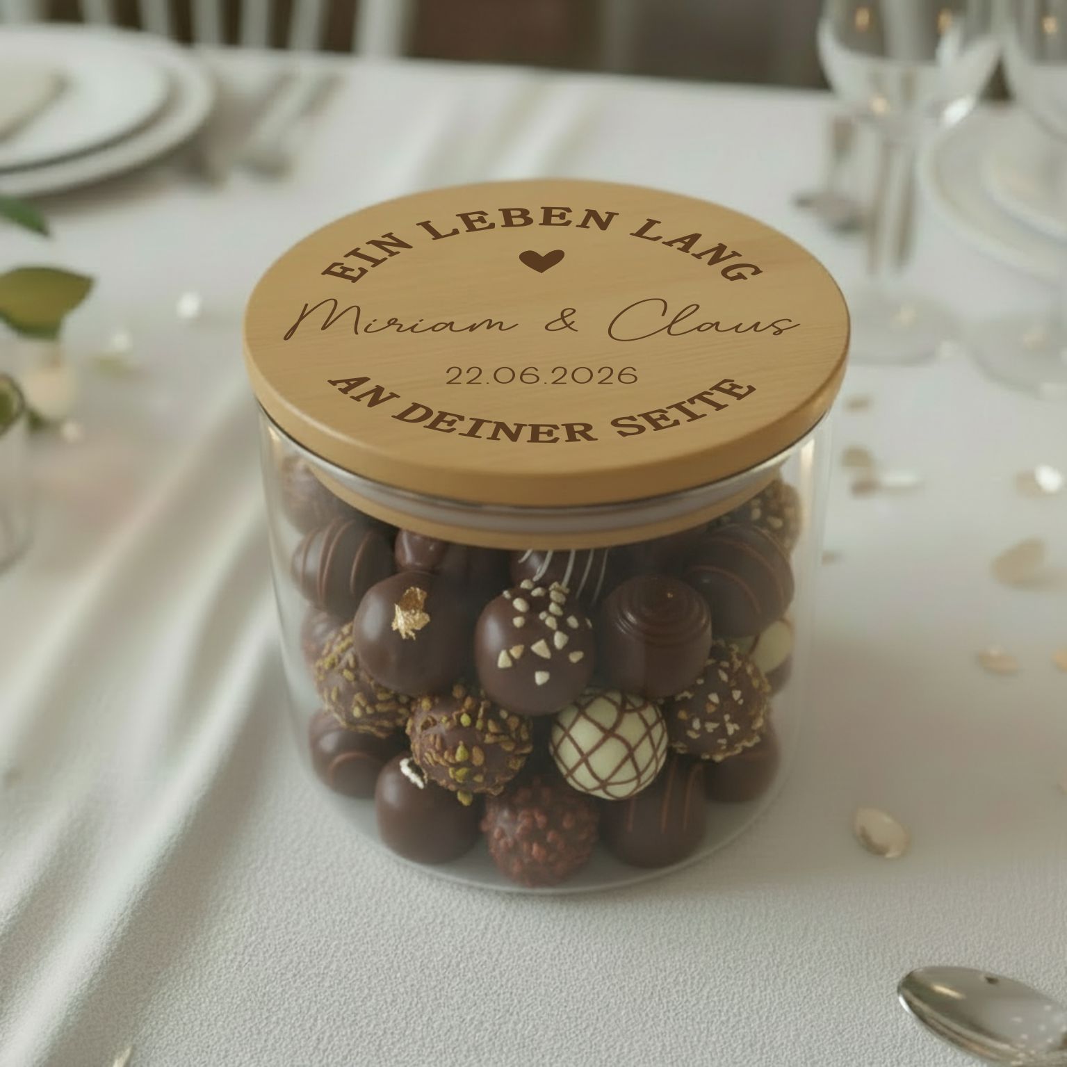 Geschenk Hochzeit Vorratsglas- Ein Leben lang  - Geschenkglas Brautpaar Geldgeschenk 
