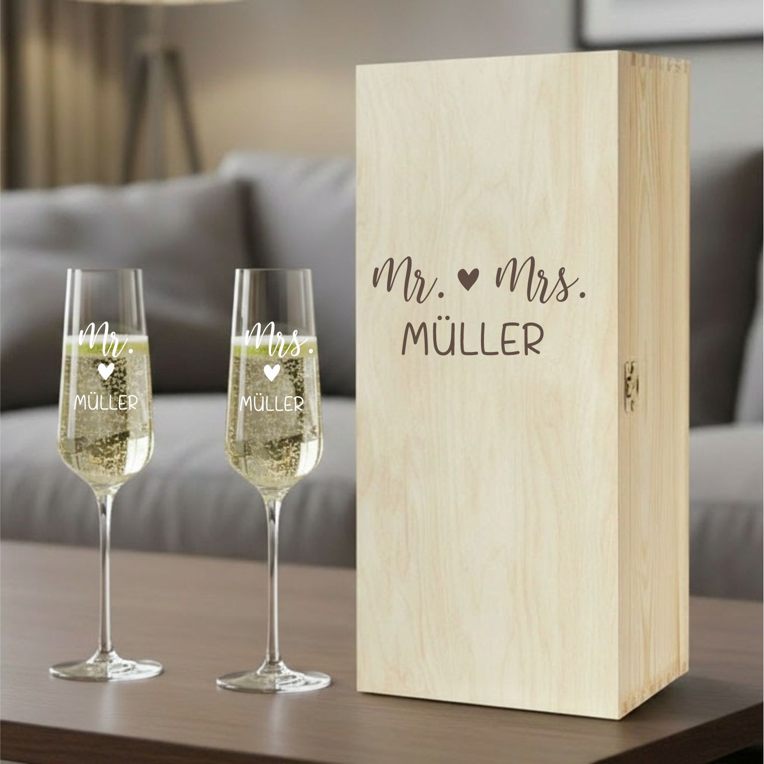Hochzeitsgläser Sektgläser Mr & Mrs mit Wunschnamen 