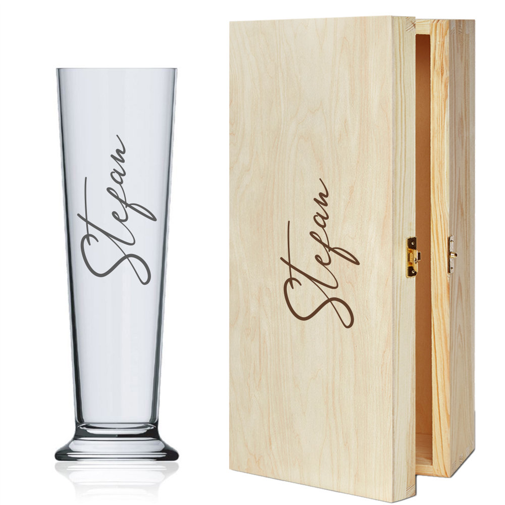 Bierstange Bierglas mit Gravur Wunschname Vatertag -Weizenbier Pils- Geschenkidee -Geburtstag Weihnachten Geschenk