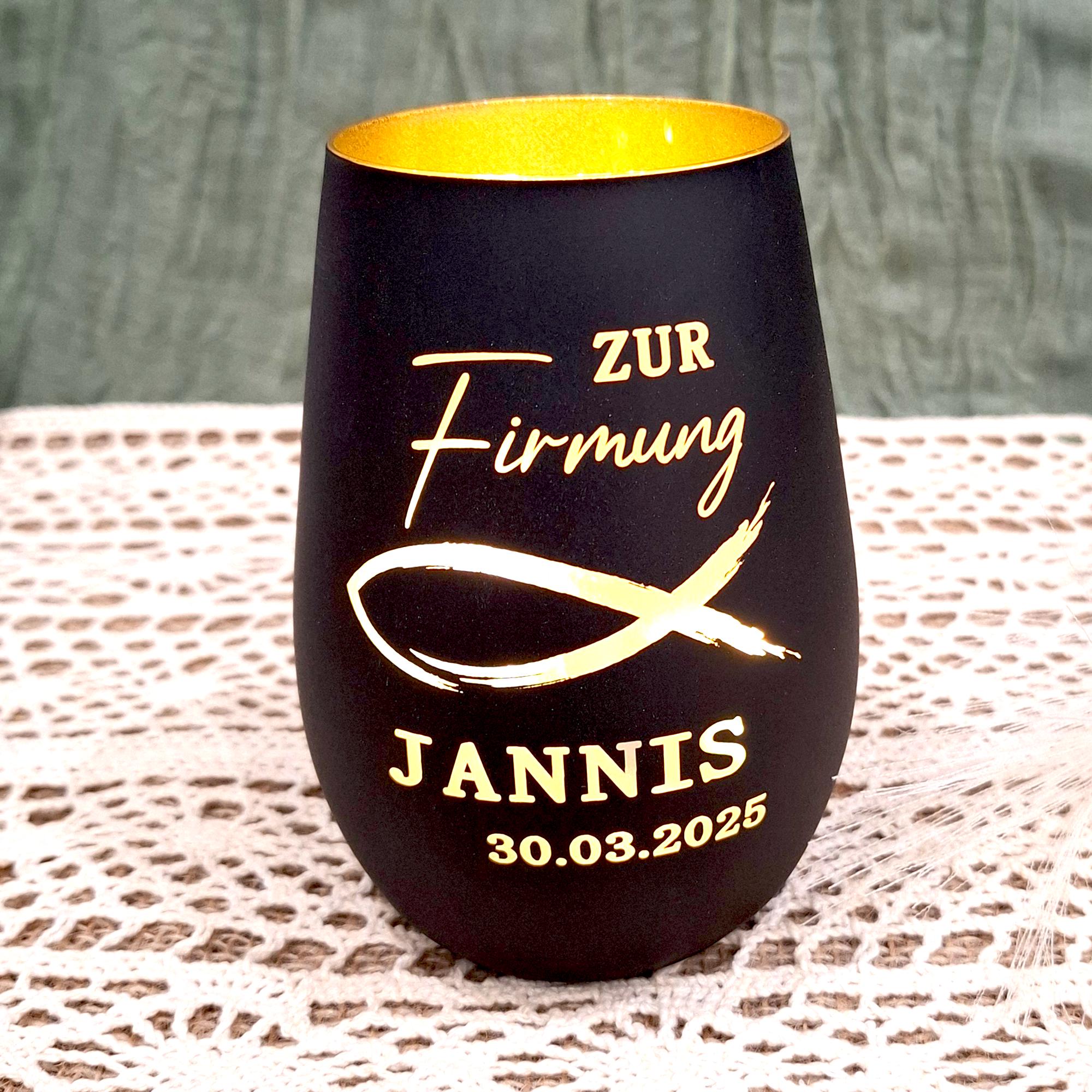 personalisiertes Windlicht Firmung- Geschenk - Geschenkidee Tischdeko Geldgeschenk personalisiert