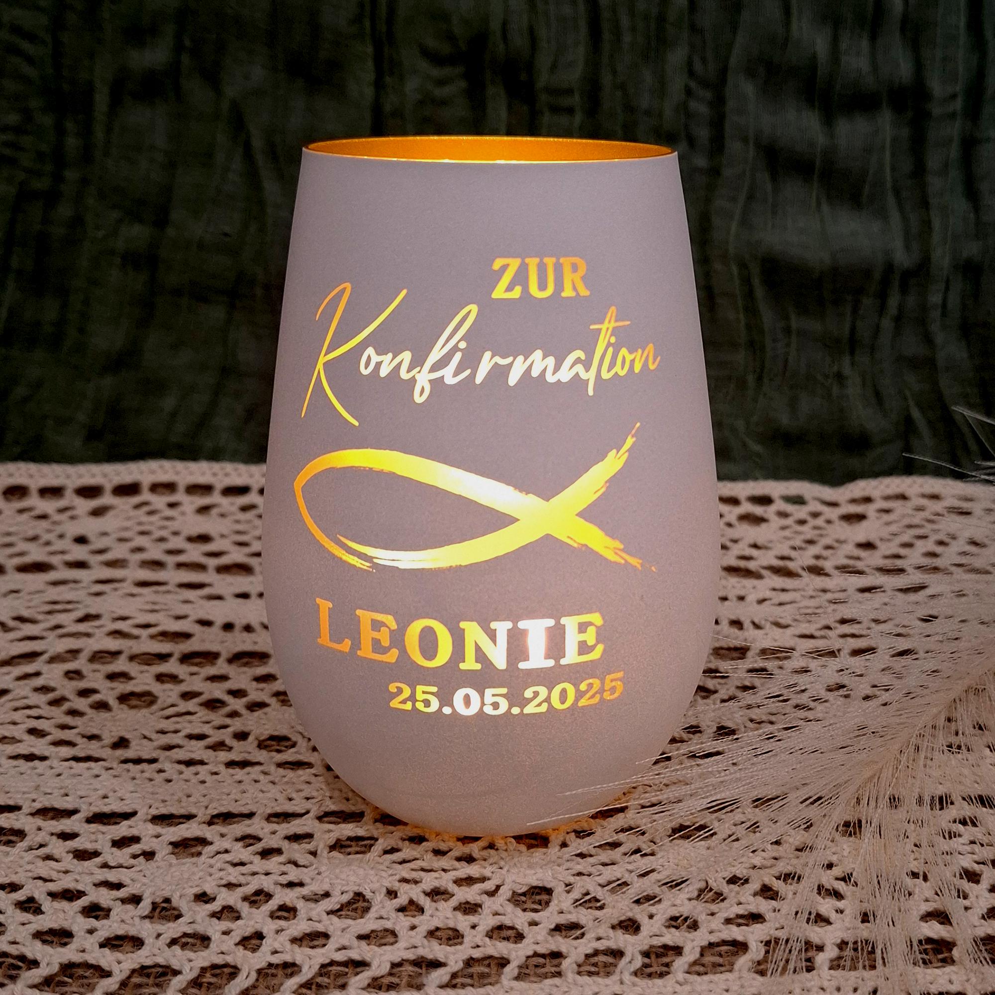 personalisiertes Windlicht Konfirmation- Geschenk - Geschenkidee Tischdeko Geldgeschenk personalisiert