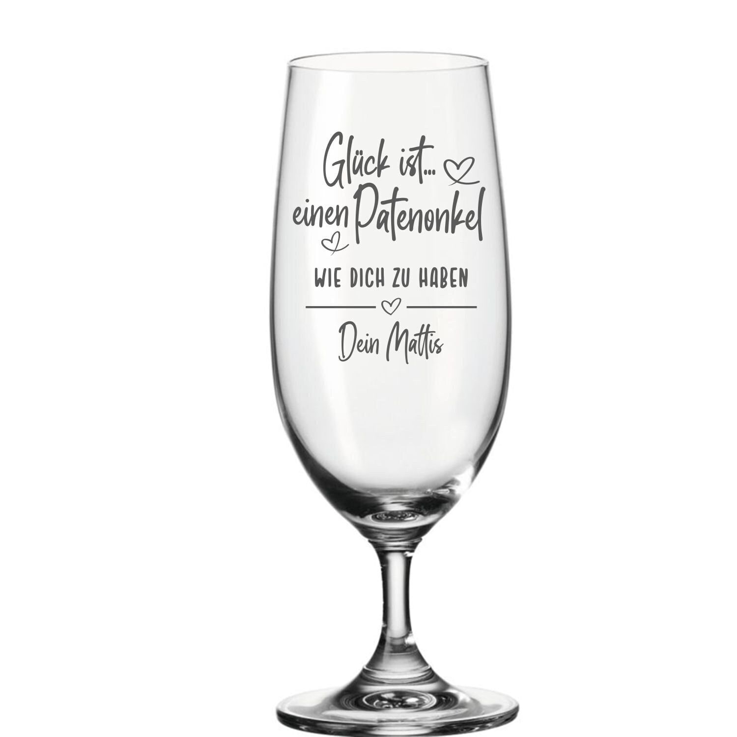 Personalisiertes Bierglas Patenonkel- Glück ist... mit Wunschnamen - Geburtstag - Weihnachten - Patengeschenk optional mit Holzbox