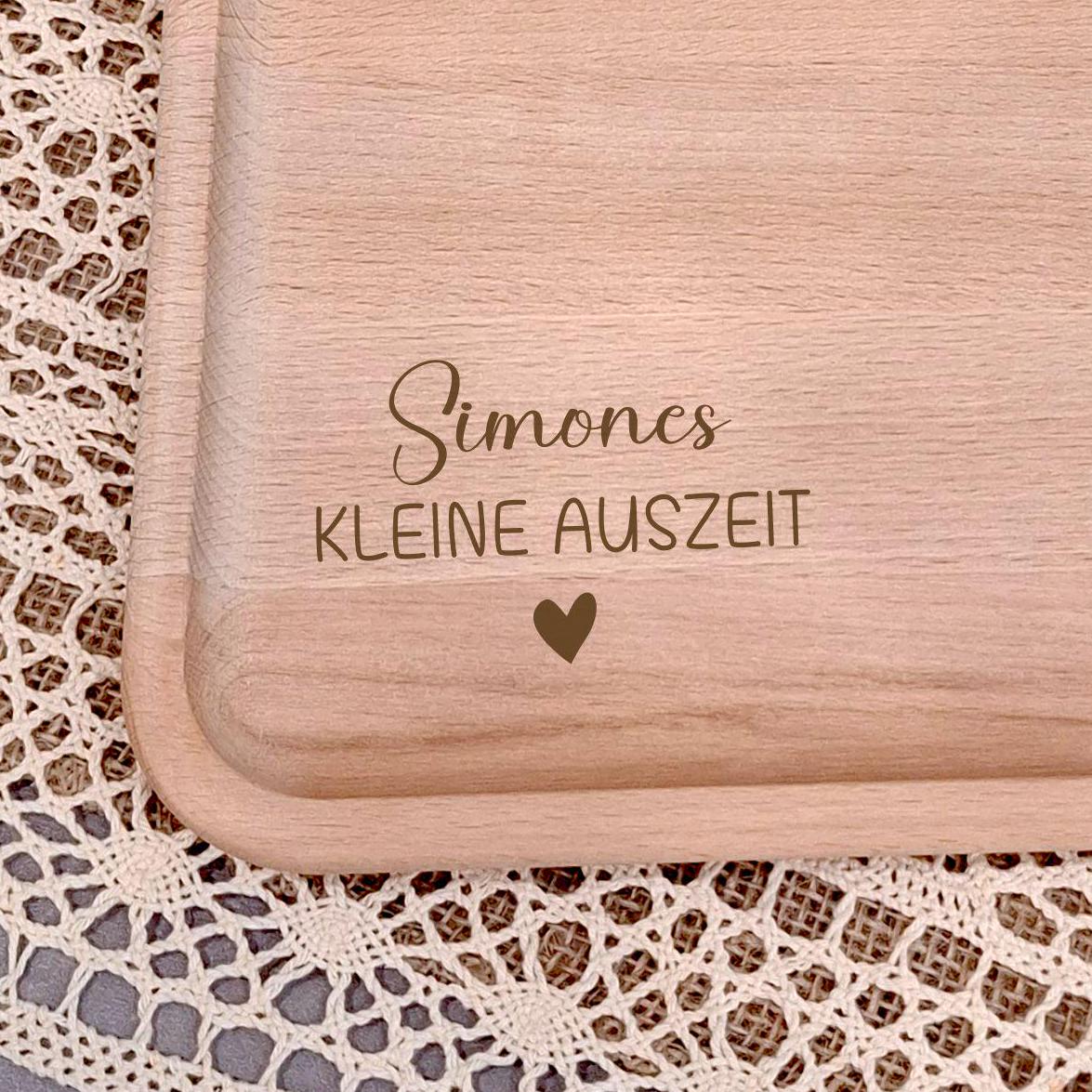 Holztablett Gravur Dekoteller kleine Auszeit Untersetzer- Serviertablett Geschenk Geburtstag - Weihnachten Oma Mama Freunde auch ohne Gravur
