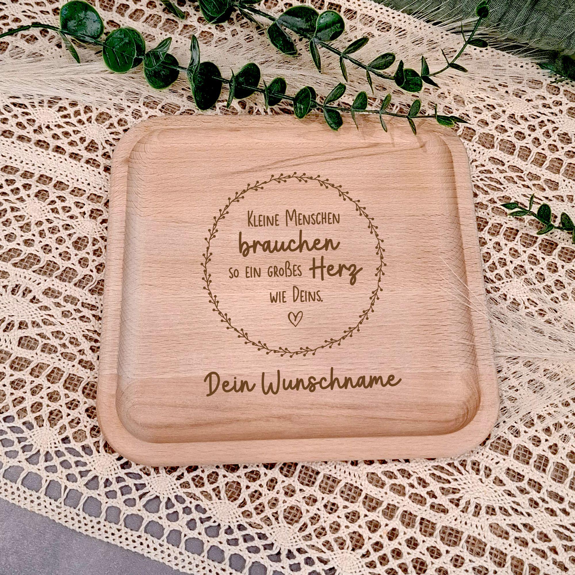 personalisiertes Geschenk Erzieher  Holz-Tablett - Serviertablett kleine Menschen... Abschied Lehrer - Erzieher - Geburtstag - Weihnachten