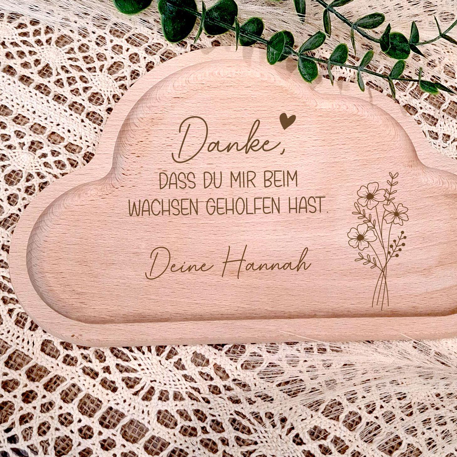 Geschenk Erzieher| Wolken Brettchen | personalisiert | Blumen | Dankeschön | Holz Deko | auch ohne Gravur