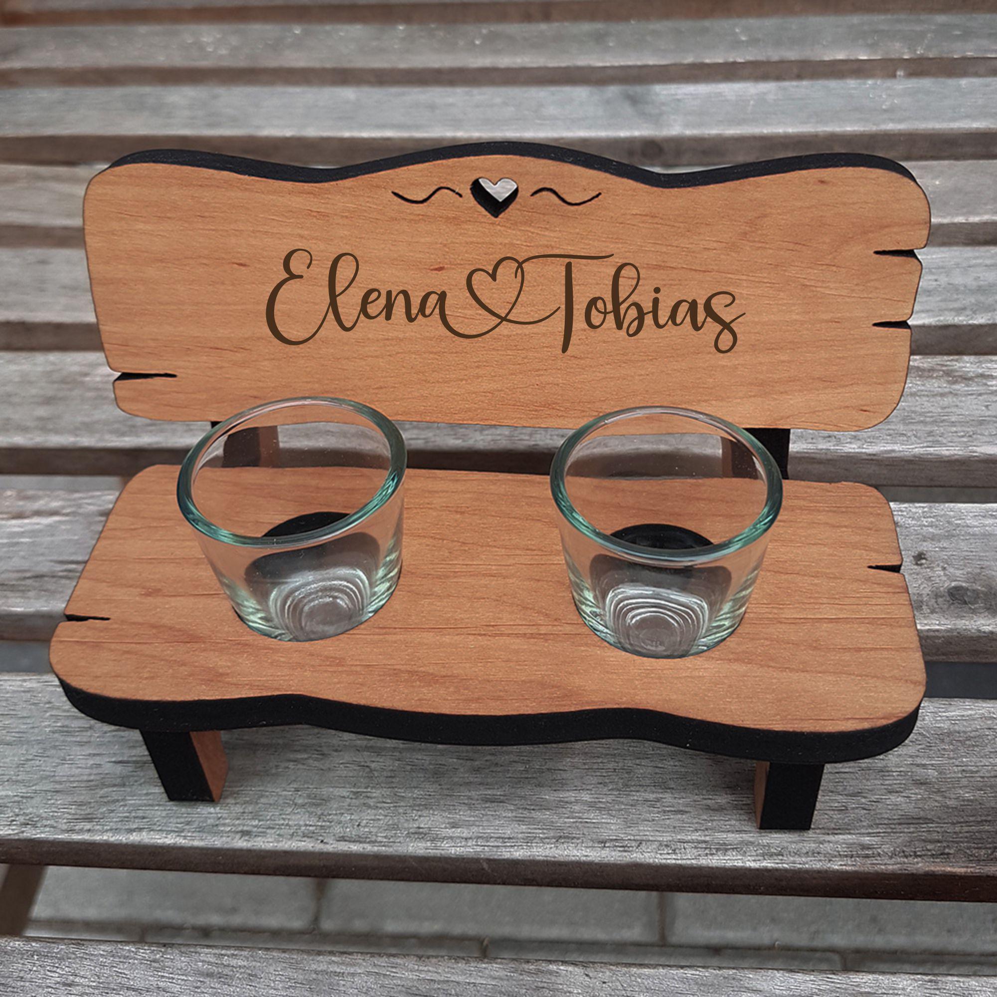 Schnapsbank zur Hochzeit - Geschenkidee für das Brautpaar - inkl. Gläser - Wunschnamen