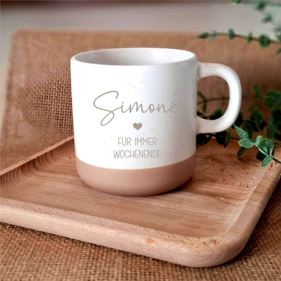 Tasse zur Rente | personalisierte Tasse | Ruhestand Geschenk | Abschied Kollege | Kollegin | Für immer Wochenende | optional mit Tablett