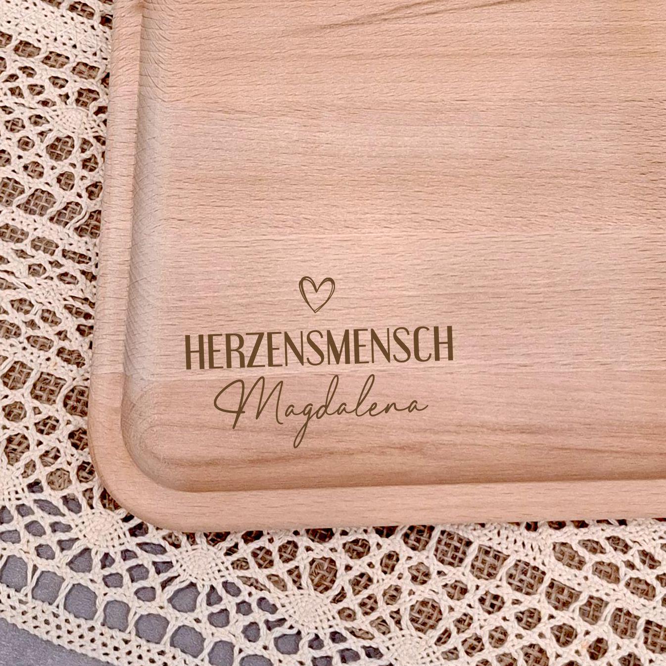 Holztablett Gravur Geschenk Herzensmensch Untersetzer- Serviertablett Geburtstag - Weihnachten - Freunde Lieblingsmensch auch ohne Gravur