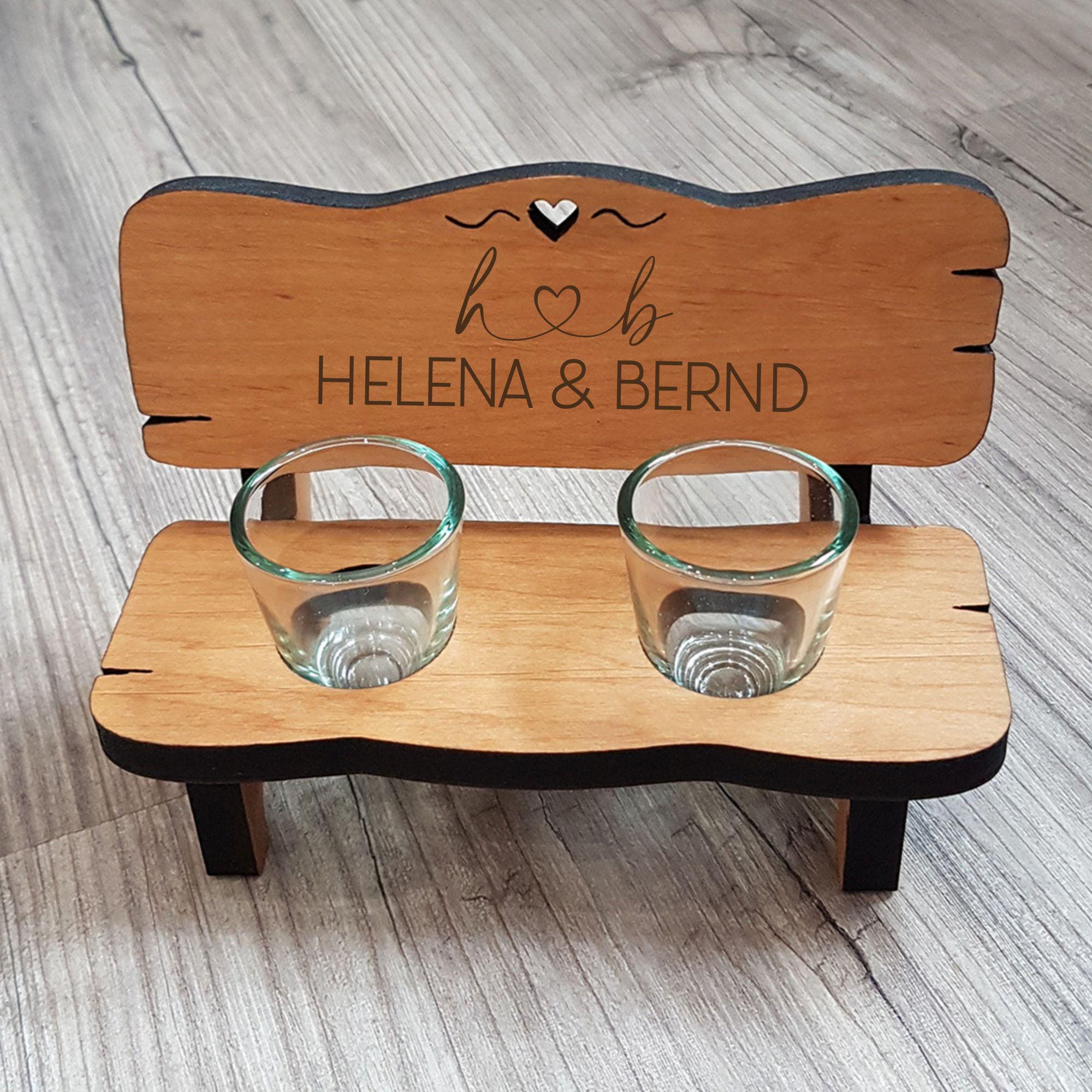 Schnapsbank zur Hochzeit - Geschenkidee für das Brautpaar - verbundene Herzen - inkl. Gläser