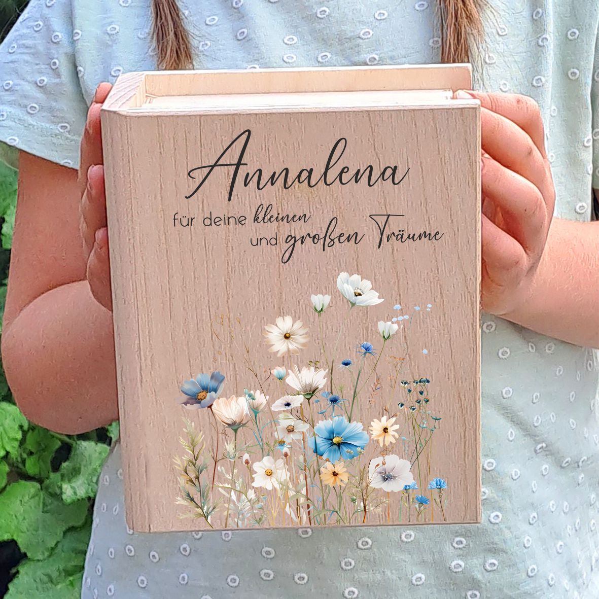 personalisierte Spardose Kinder Blumen - Blumenwiese - Wunscherfüller 