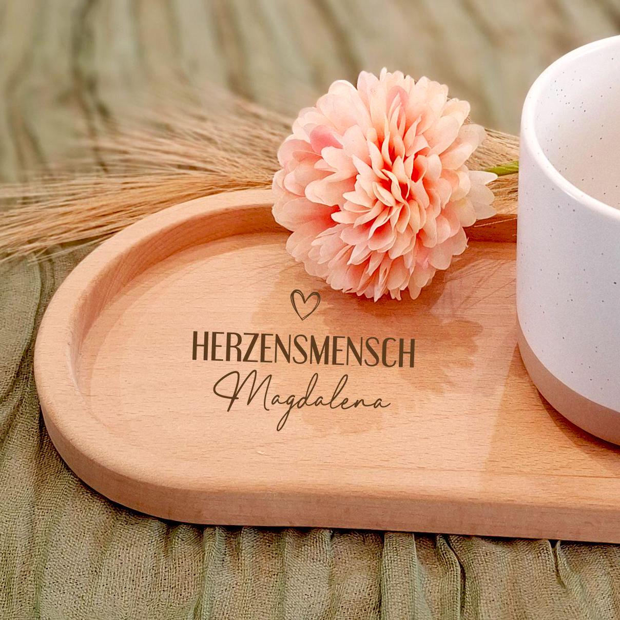 Geschenk Tablett Herzensmensch Herz Serviertablett Dekoration Geschenkidee Freunde