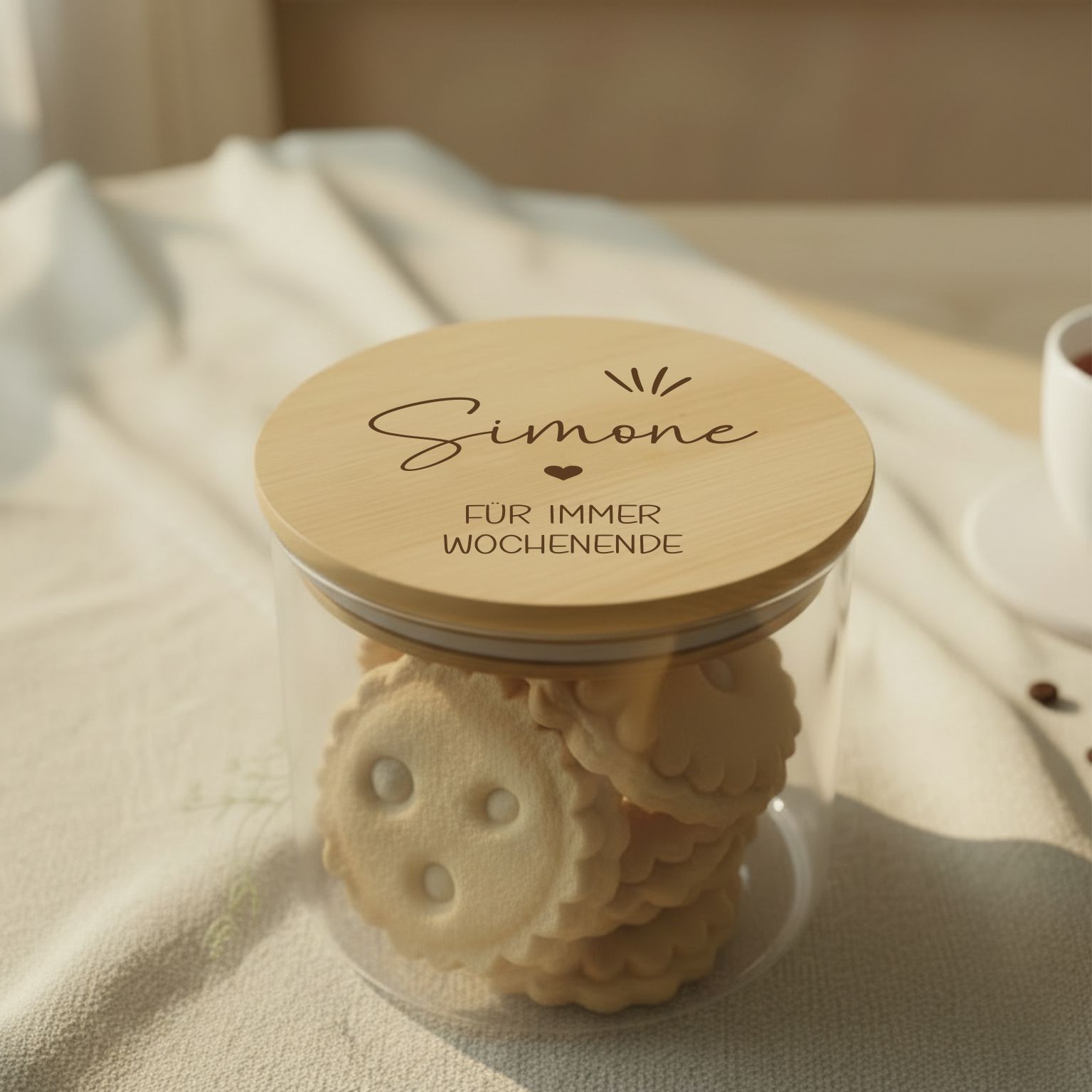 Geschenk zum Ruhestand personalisiert – Vorratsglas mit Gravur – Rentengeschenk für Kollegen, Abschiedsgeschenk Rente - Für immer Wochenende
