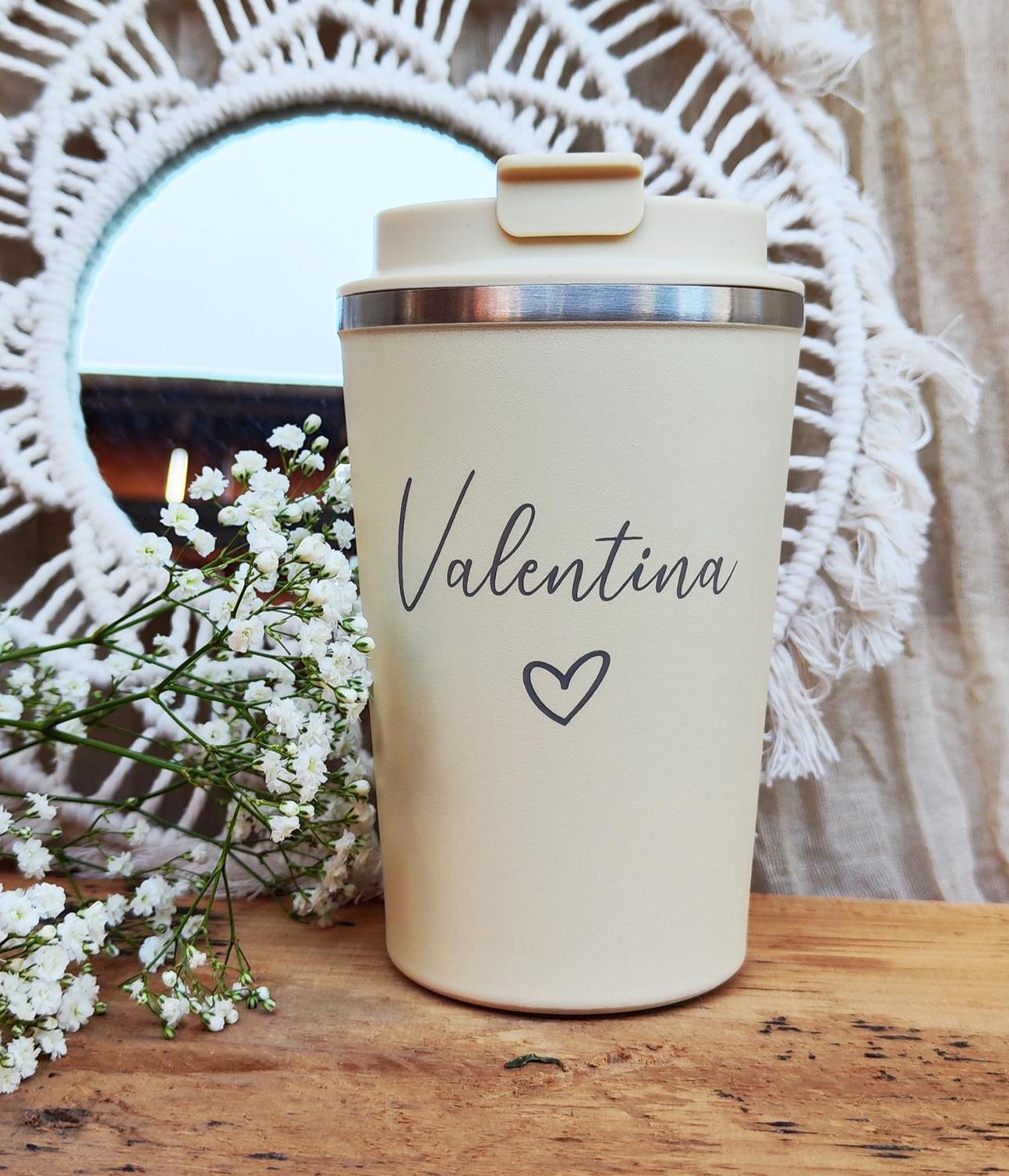 Edelstahl Thermobecher | personalisiert | Frauen | Wunschnamen| graviert | Kaffeebecher | to go Becher mit Namen | Herz  | Geburtstag