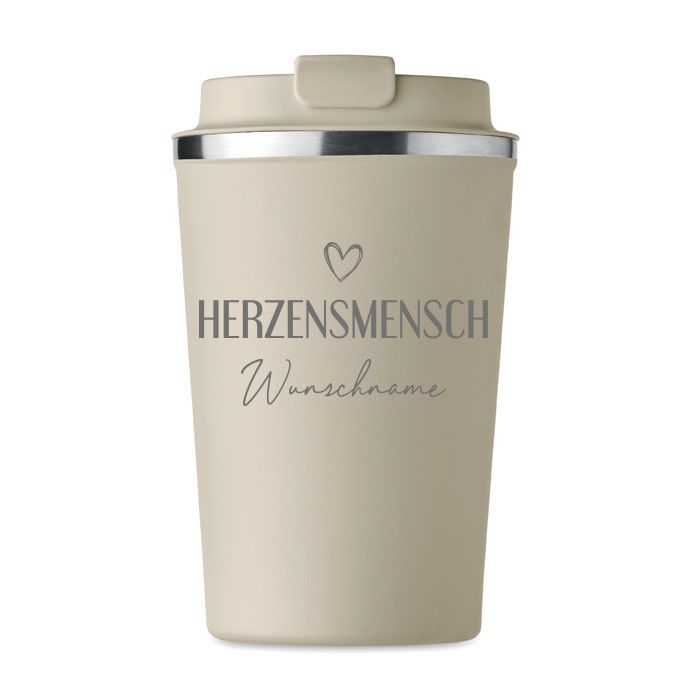 Edelstahl Thermobecher | personalisiert | Frauen | Herzensmensch | graviert | Kaffeebecher | to go Becher mit Namen | Geburtstag |