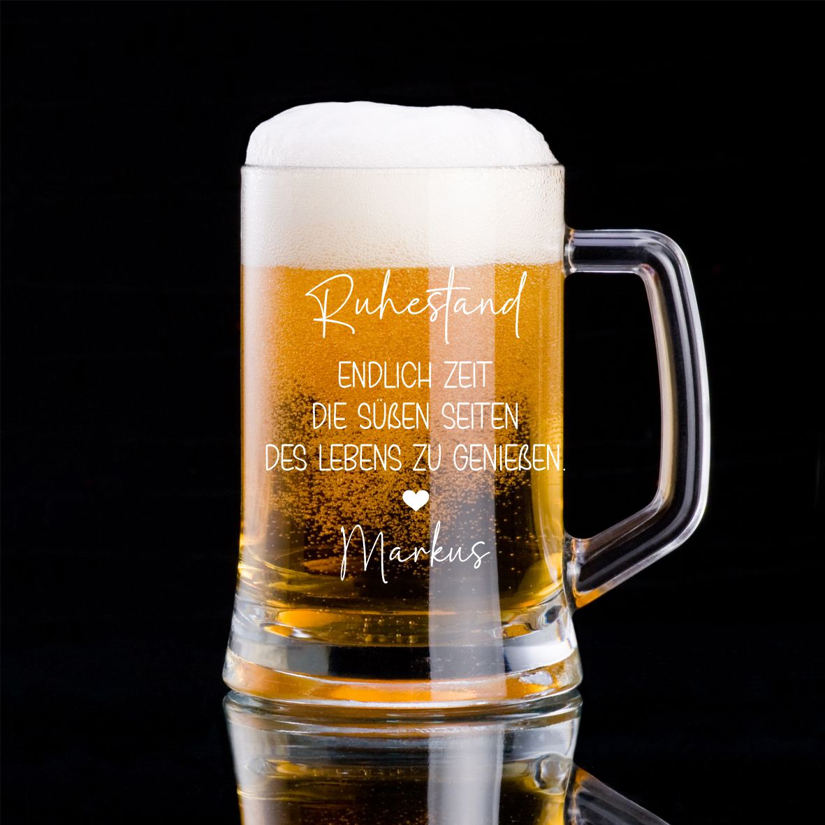 Geschenk Rente - Bierkrug - Abschied Kollege - Kollegin - Präsent Ruhestand Pension mit Wunschnamen