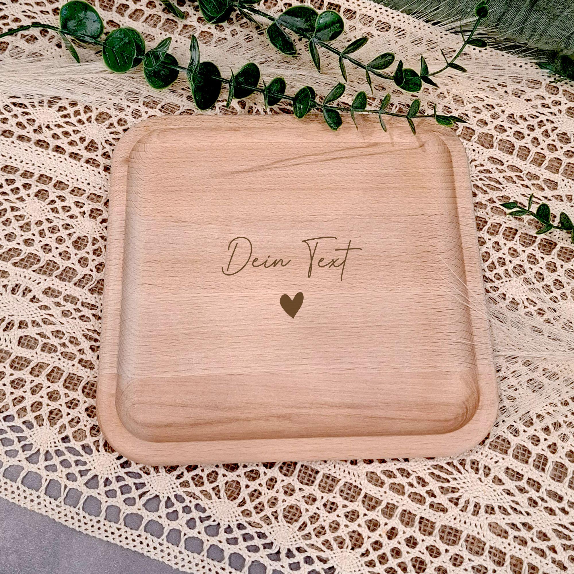 personalisiertes Holztablett Dekoteller Untersetzer- Serviertablett mit Wunschtext Geschenk Geburtstag - Weihnachten Oma - Mama -Freunde